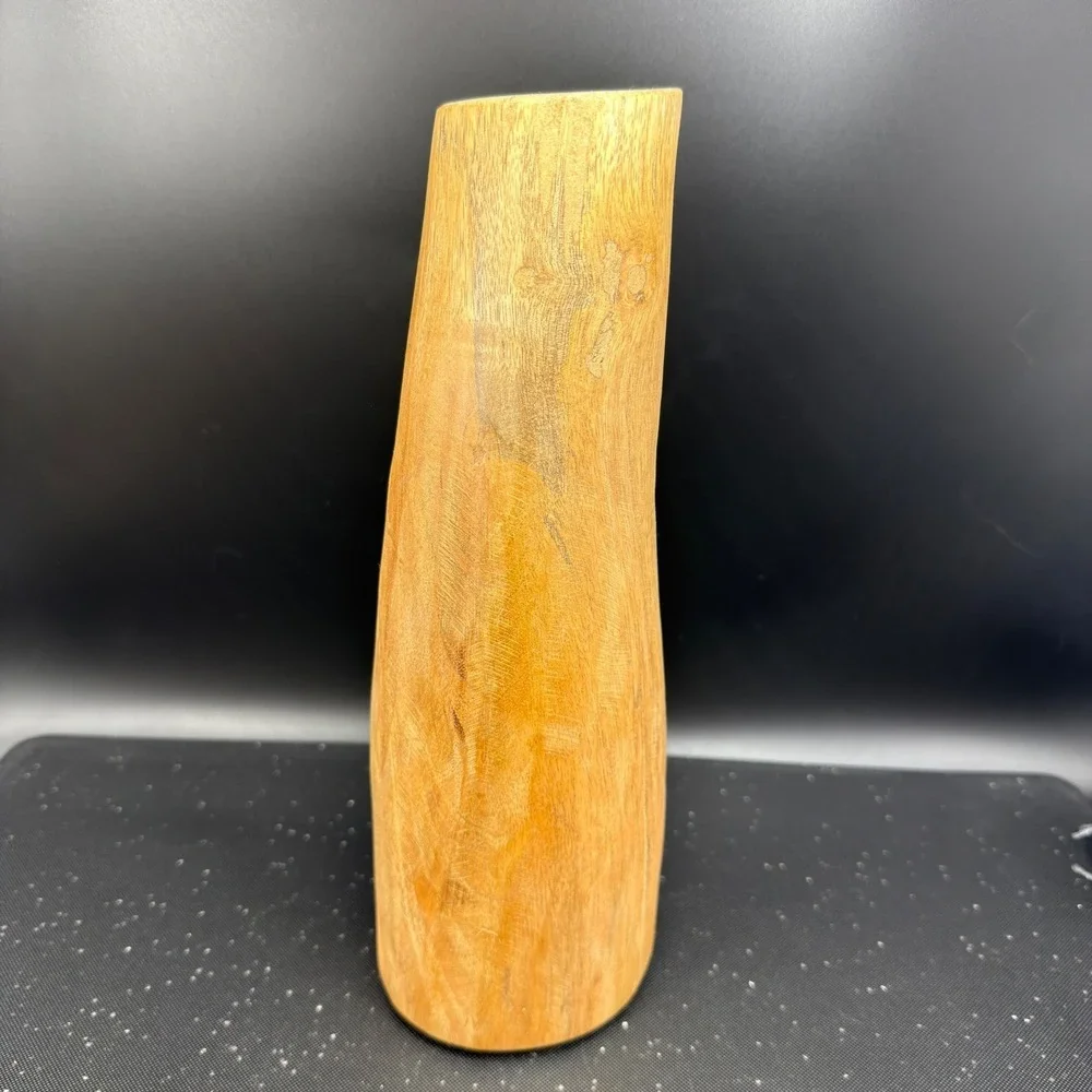 West Elm Log Vase Vessel Natural Wood Decorative Sculptural Vessel 11.5